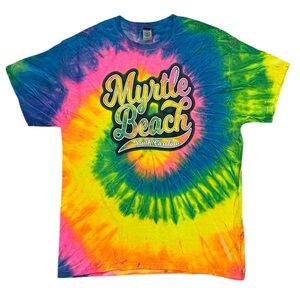 MYRTLE BEACH SOUTH CAROLINA GILDAN Multicolored Tie Dye Logo T Shirt in Large